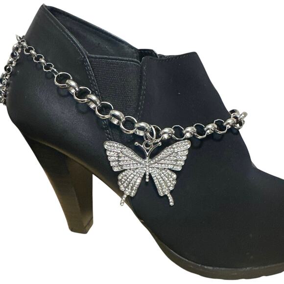 Women’s Boot chain, Silver tone Sorkly Butterfly. 14” Brand New Homemade NWT - Picture 1 of 7